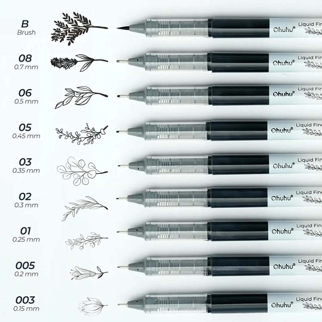 Set de 9 tiralíneas Kohala de tinta continua