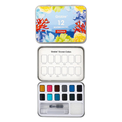 Set acuarelas de bolsillo de 12 colores con pincel- Oceáno