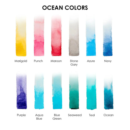 Set acuarelas de bolsillo de 12 colores con pincel- Oceáno