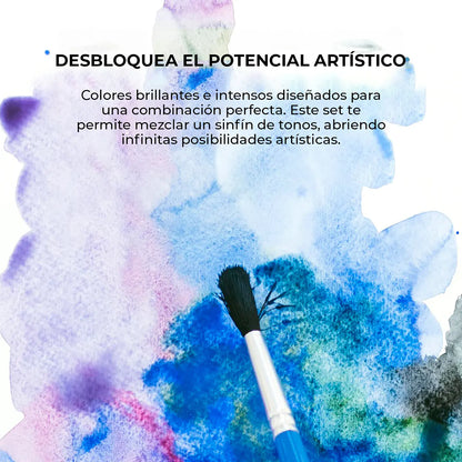Set acuarelas de bolsillo de 12 colores con pincel- Oceáno