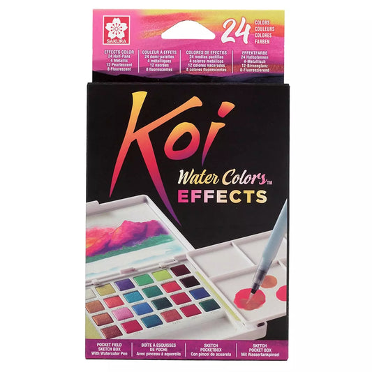 Set de Acuarela en pastillas  Koi 24 colores creativos con water brush