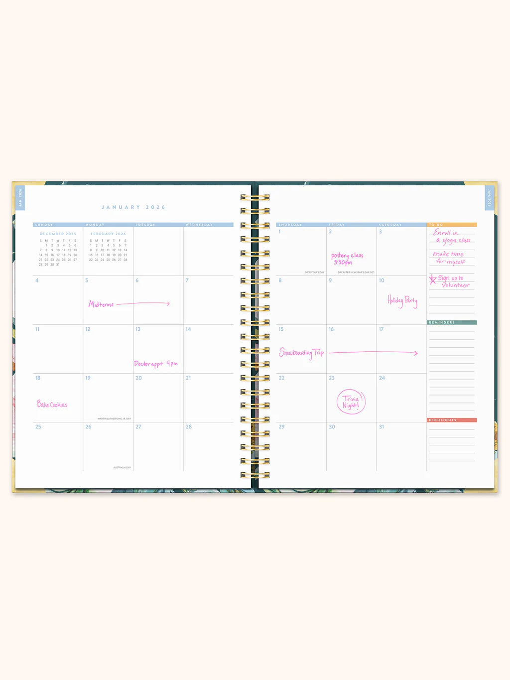 Agenda espiral extragrande Bella Flora 2026