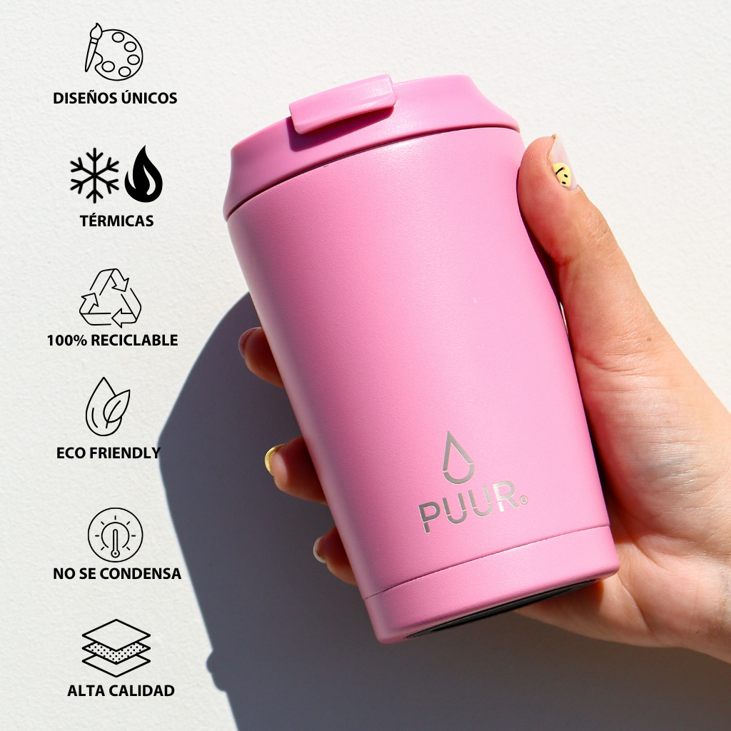 Vaso Térmico Puur Mug Pink Hermético 350 ml