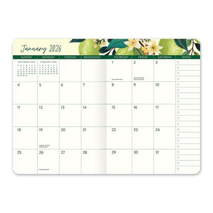 Agenda 2026 Fruit and Flora 17 Meses - Vista Mensual