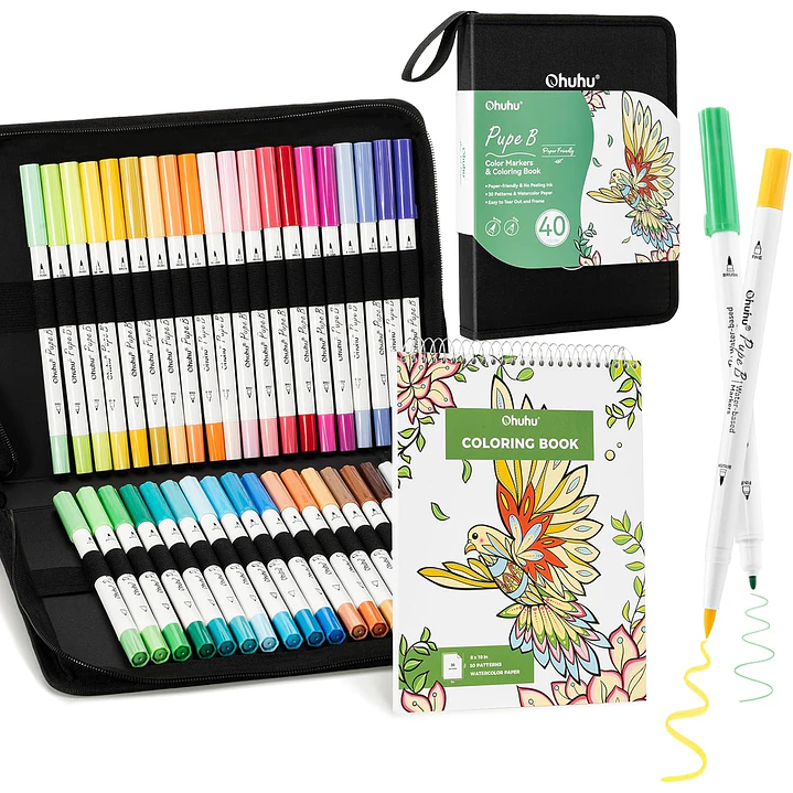 Set 40 Marcadores Pupe Paper Friendly con croquera