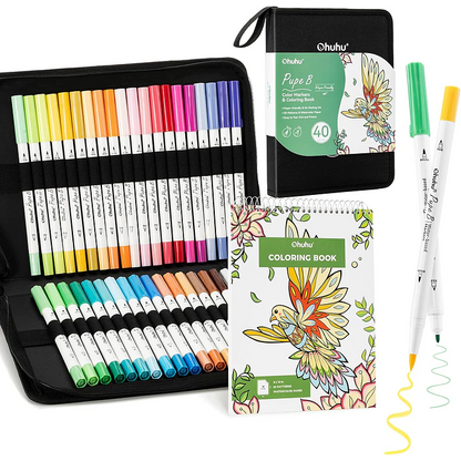 Set 40 Marcadores Pupe Paper Friendly con croquera