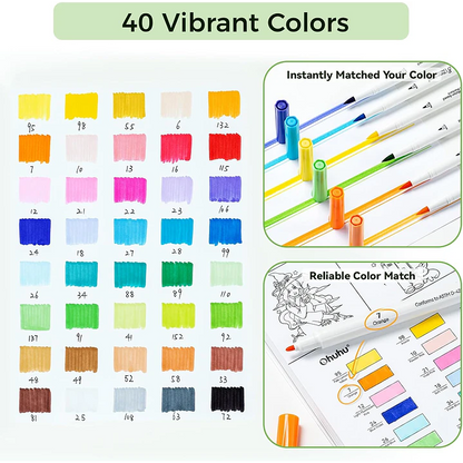 Set 40 Marcadores Pupe Paper Friendly con croquera