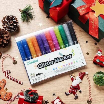 Set de 12 Marcadores Glitter punta gruesa