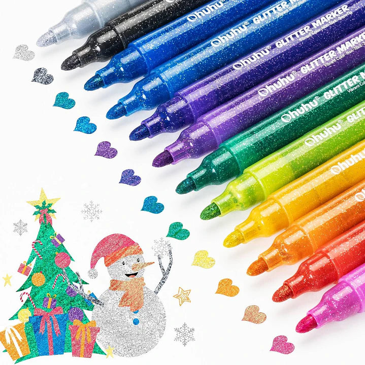 Set de 12 Marcadores Glitter punta gruesa