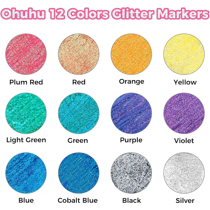 Set de 12 Marcadores Glitter punta gruesa