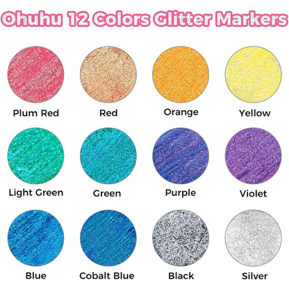 Set de 12 Marcadores Glitter punta gruesa
