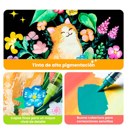 Estuche 48 Marcadores Acrílicos KAHUKU Punta Redonda Ohuhu