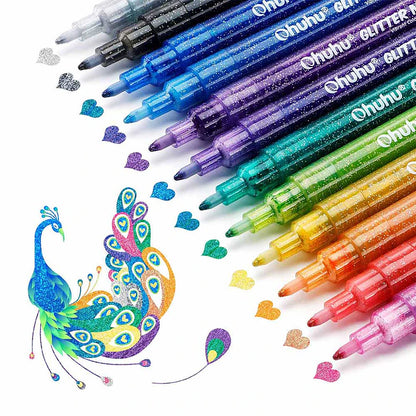 Set de 12 Marcadores Glitter punta fina