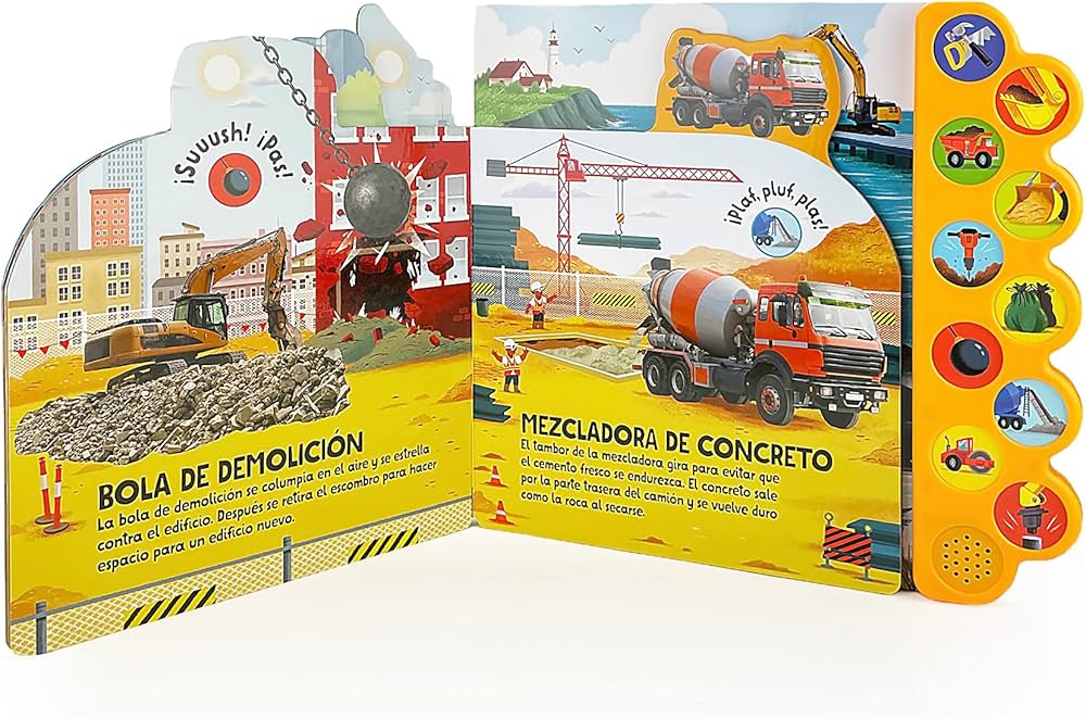 Libro con 10 Sonidos de construcción ¡Cava! ¡Descarga! ¡Construye!