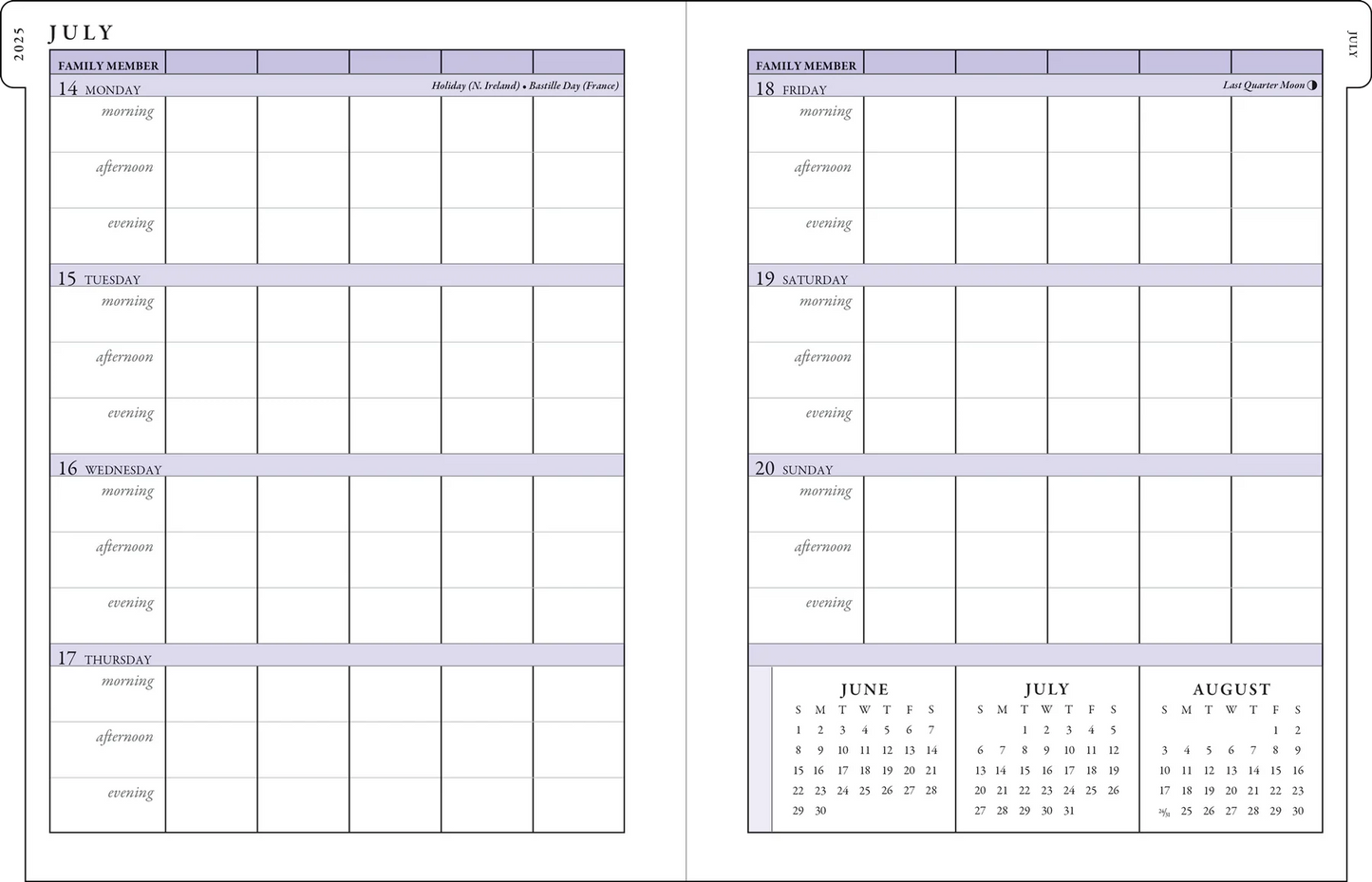 Planificador semanal familiar de Hydrangeas 2026