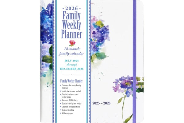 Planificador semanal familiar de Hydrangeas 2026