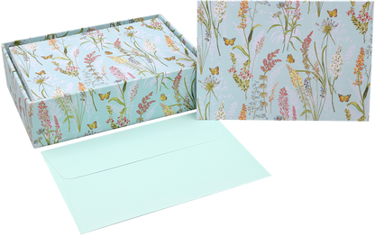 Set de tarjetas y sobres Flores y Mariposas