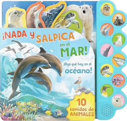 Libro con 10 Sonidos del océano ¡Nada y salpica en el mar!