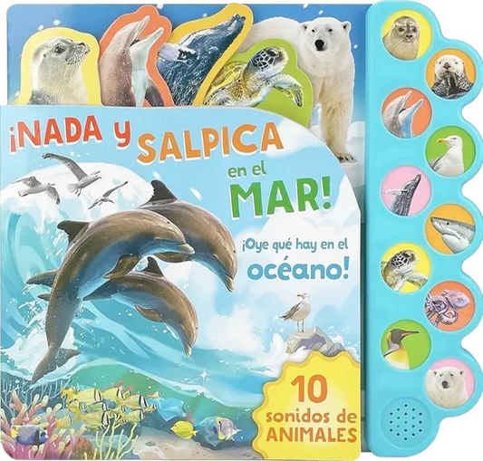 Libro con 10 Sonidos del océano ¡Nada y salpica en el mar!