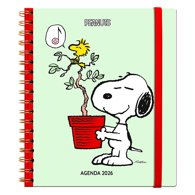 Agenda Snoopy Semanal 2026 con espiral