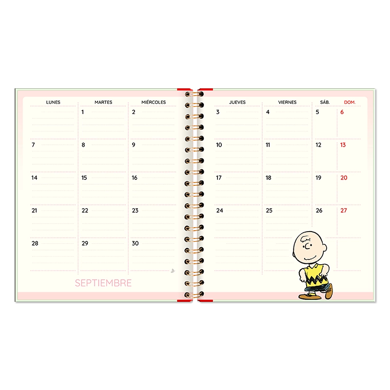 Agenda Snoopy Semanal 2026 con espiral