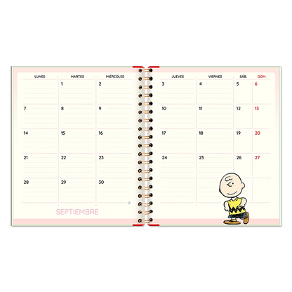Agenda Snoopy Semanal 2026 con espiral