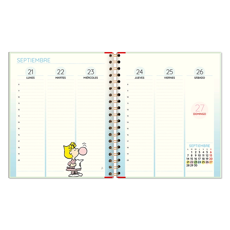 Agenda Snoopy Semanal 2026 con espiral