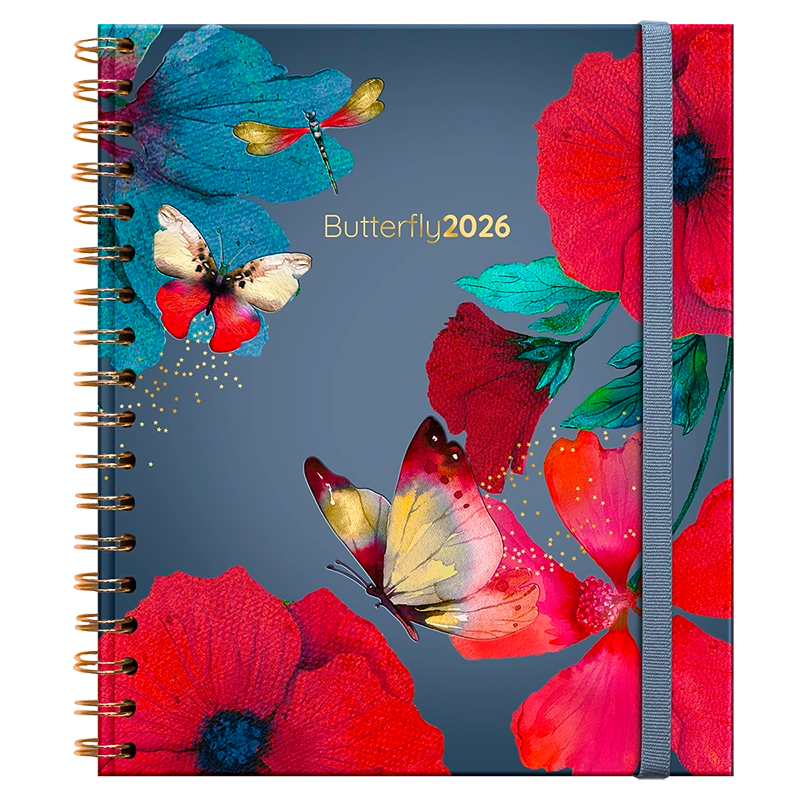 Agenda Diaria con espiral Butterfly 2026