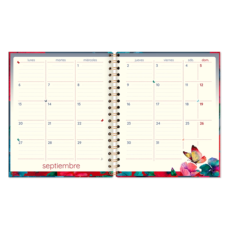 Agenda Diaria con espiral Butterfly 2026