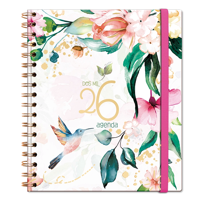 Agenda Floral Semanal 2026 con espiral
