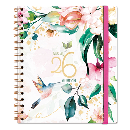 Agenda Floral Semanal 2026 con espiral
