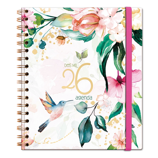 Agenda Floral Semanal 2026 con espiral