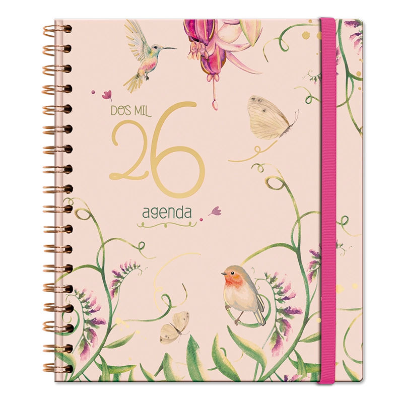Agenda Floral Diaria 2026 con espiral