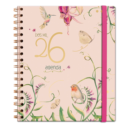 Agenda Floral Diaria 2026 con espiral