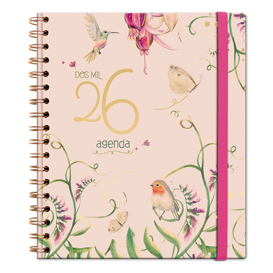 Agenda Floral Diaria 2026 con espiral