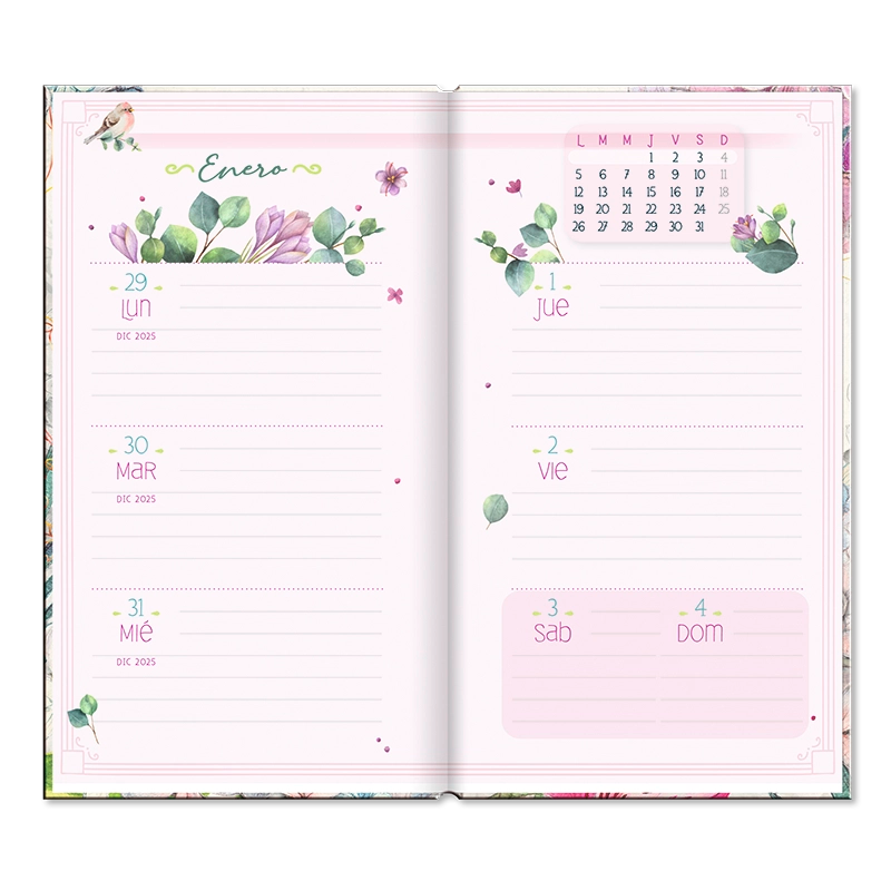 Agenda Floral Semanal 2026 chequera