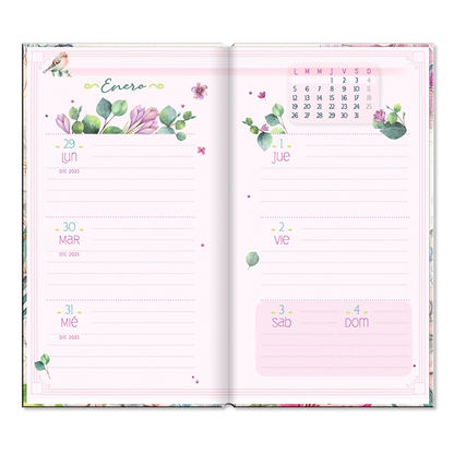 Agenda Floral Semanal 2026 chequera