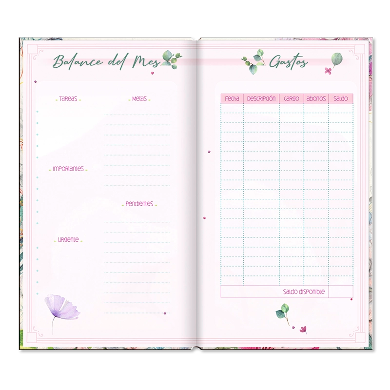 Agenda Floral Semanal 2026 chequera