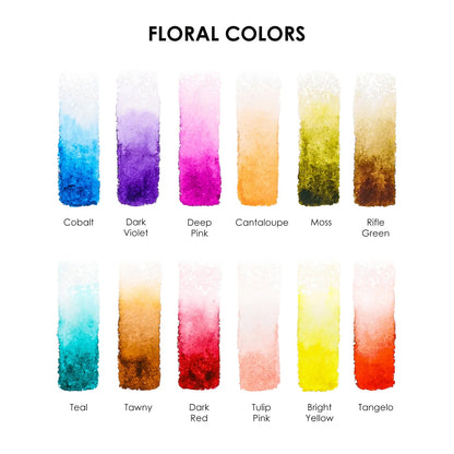Set acuarelas de bolsillo de 12 colores con pincel- Florales