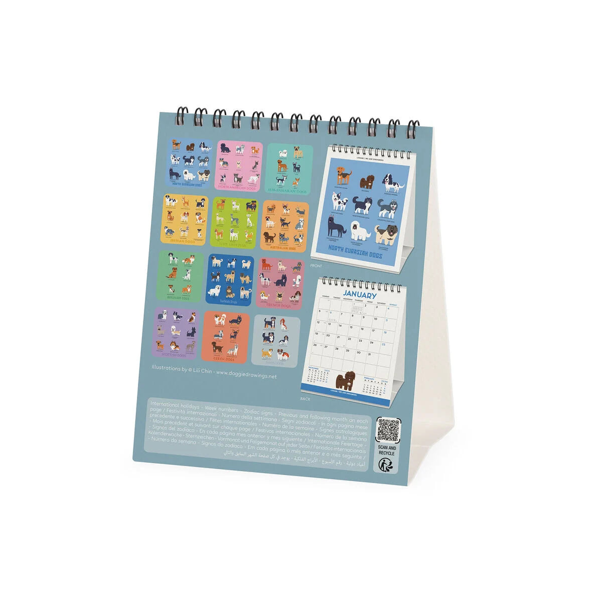Calendario 2026 Escritorio 12M - Perros