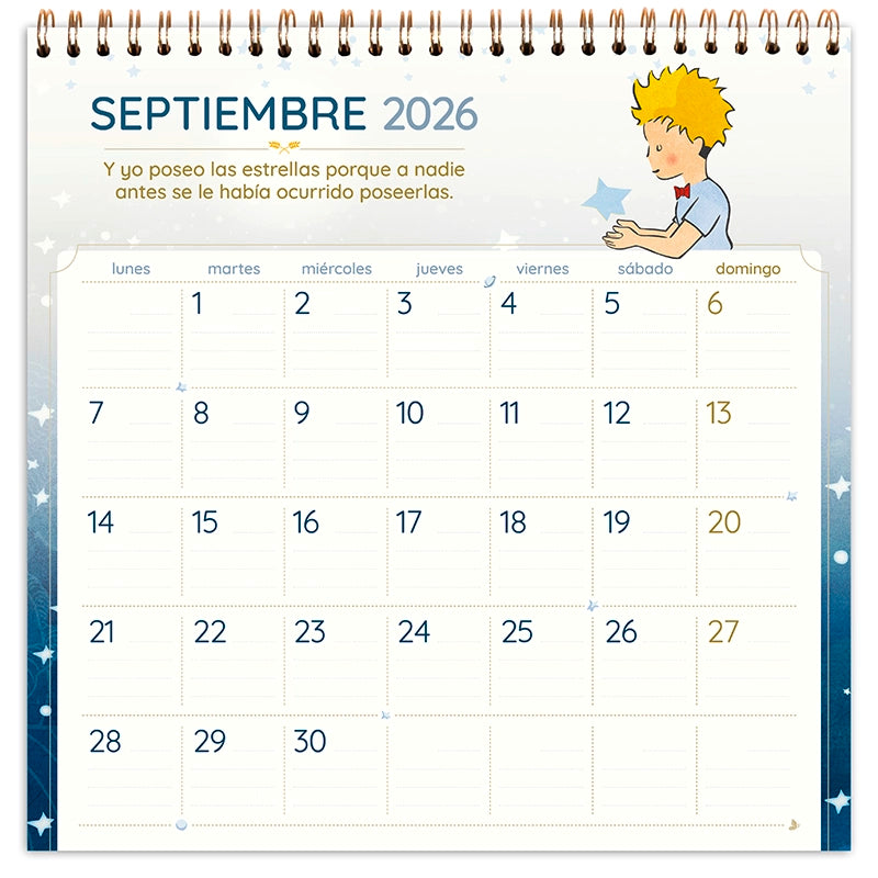 Calendario de Pared El Principito 2026