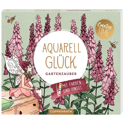 Libro La magia del jardín con acuarelas, colores y pinceles