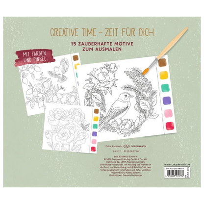 Libro La magia del jardín con acuarelas, colores y pinceles