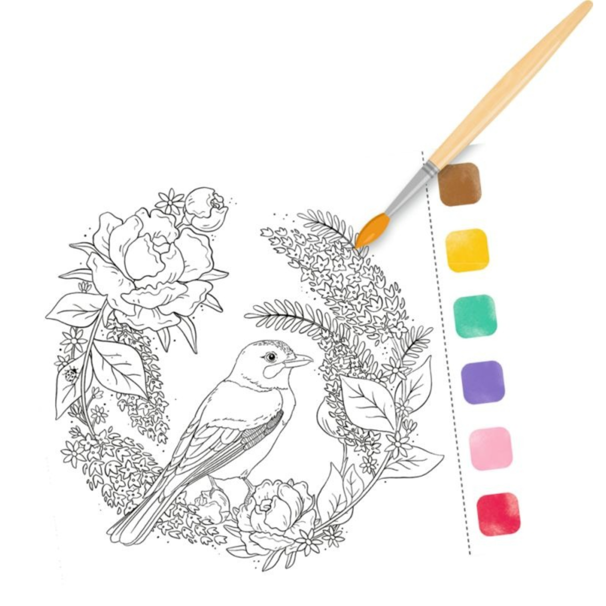Libro La magia del jardín con acuarelas, colores y pinceles