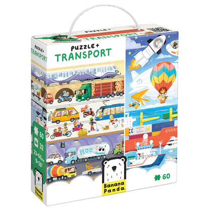 Puzzle y juego Transportes 60 piezas