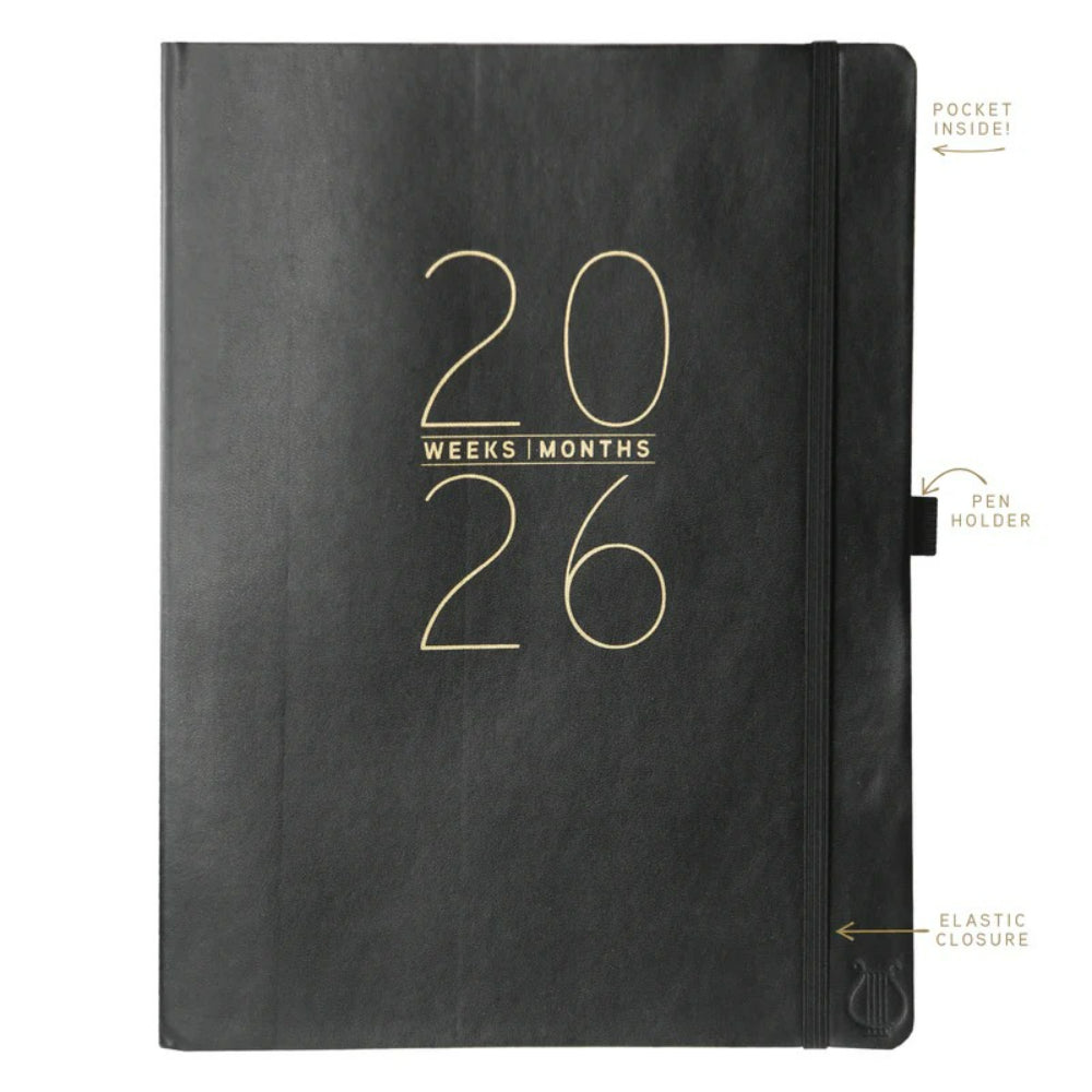 Agenda 2026 Apollo Negro A4 18 Meses