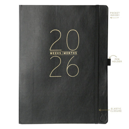 Agenda 2026 Apollo Negro A4 18 Meses