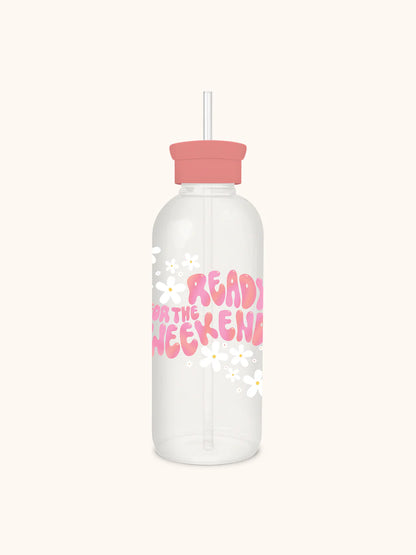 Botella de Vidrio con Bombilla - Get Ready for the Weekend
