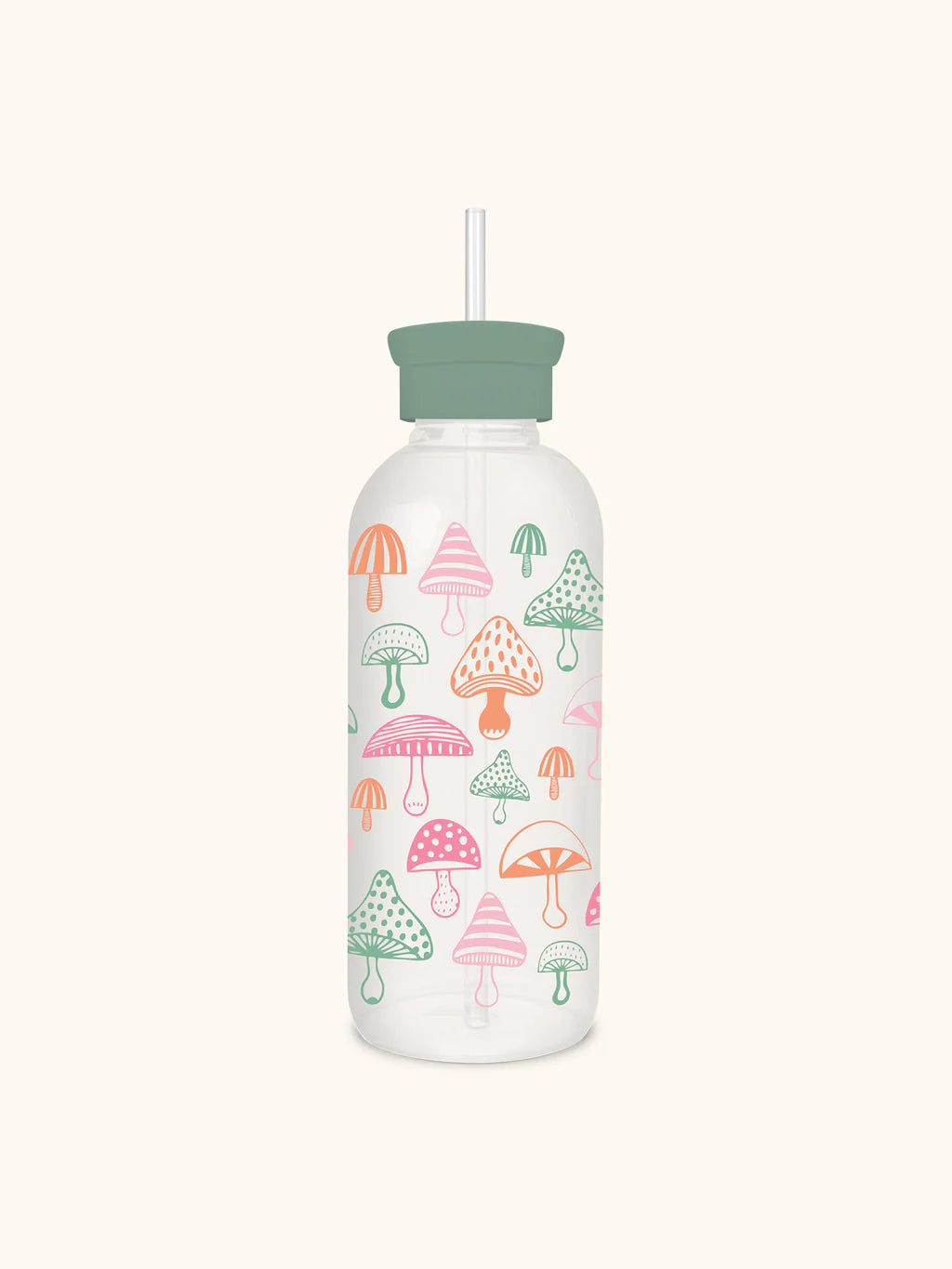 Botella de vidrio con bombilla - Mushroom