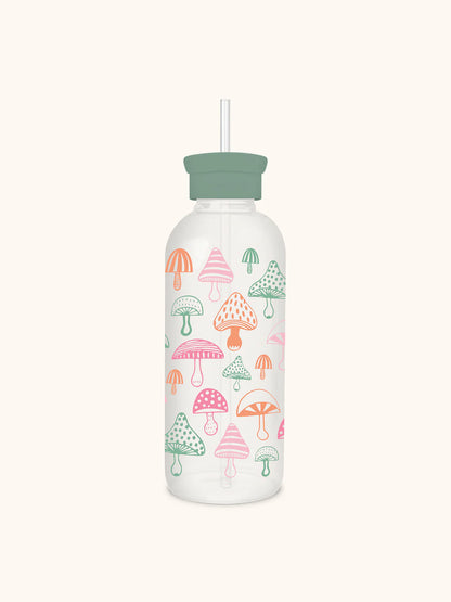 Botella de vidrio con bombilla - Mushroom